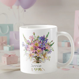 Caneca De Café July Birth Flower Mug | Delphiniums & Water Lilies