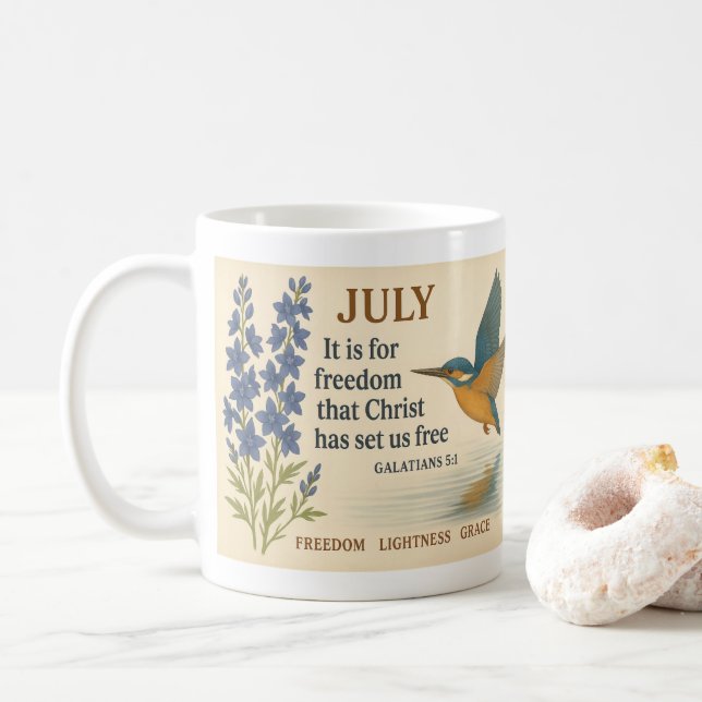 Caneca De Café July Freedom Inspirational Hummingbird  (Com Donut)