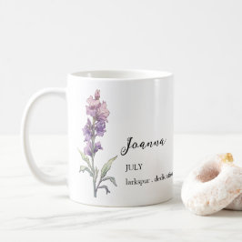 CANECA DE CAFÉ JULY LARKSPUR BIRTH FLOWY MENTH NAME GIFT