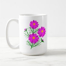 Caneca De Café Jumbo Floral Mug with Bright Pink Flowers