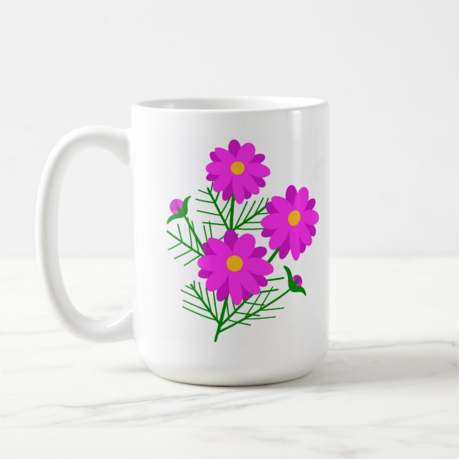 Caneca De Café Jumbo Floral Mug with Bright Pink Flowers (Esquerda)