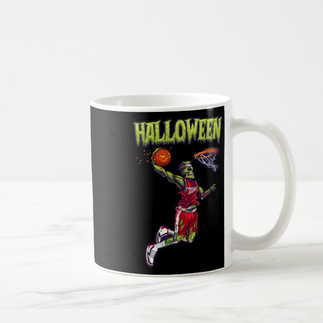 Caneca De Café Jump Zombie Bysketbyll Dunk Player Halloween Pumpk (Direita)