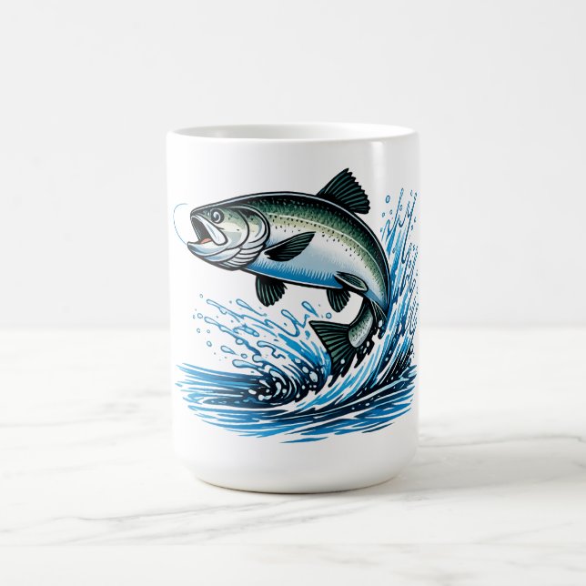 Caneca De Café Jumping Salmon Splash Gift for Fisherman Art (Centro)