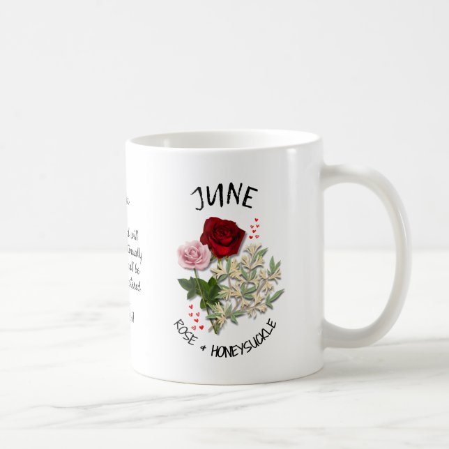 Caneca De Café JUNE Nascimento Mês Flor Nome Personalizado Cristã (Direita)