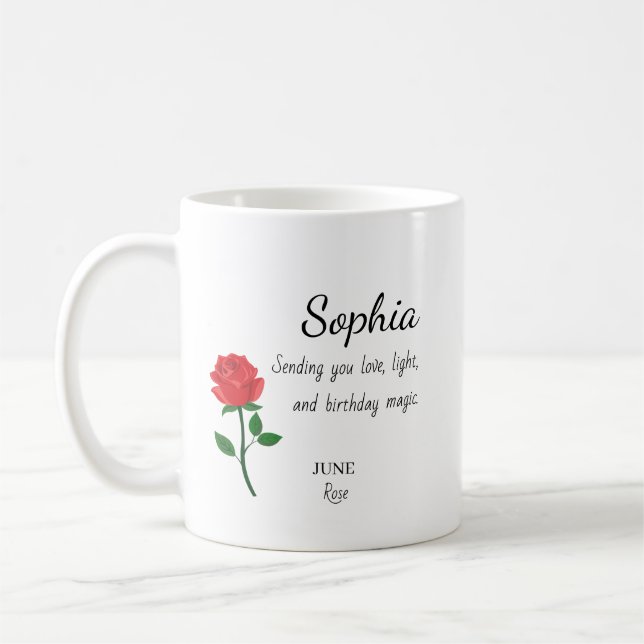 Caneca De Café June Rose Personalized Birthday (Esquerda)