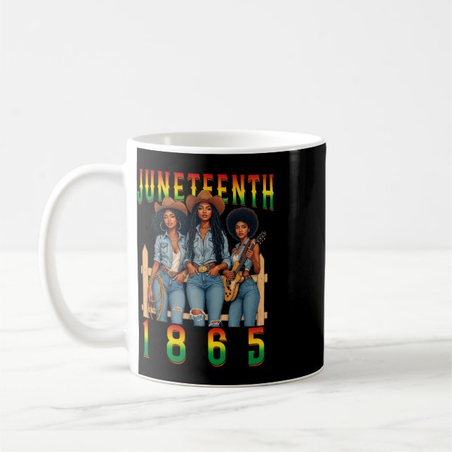 Caneca De Café Juneteenth 1865 Melanina Vaqueiras Negras Ocidente (Esquerda)