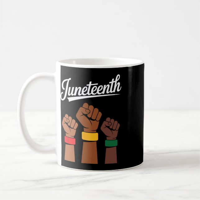 Caneca De Café Juneteenth 1865 Punhos Erguidos História Negra  (Esquerda)