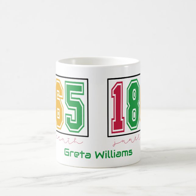 Caneca De Café Juneteenth Personalizado - História Negra (Centro)