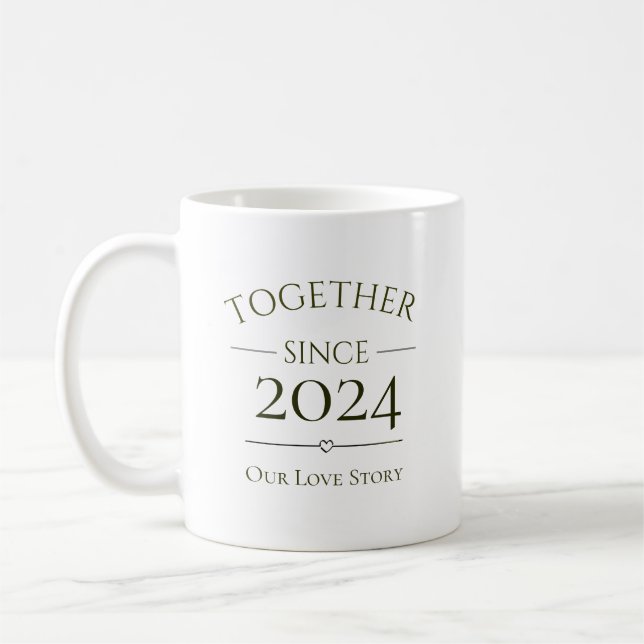 Caneca De Café Juntos Desde Ano Personalizado Nossa História de A (Esquerda)