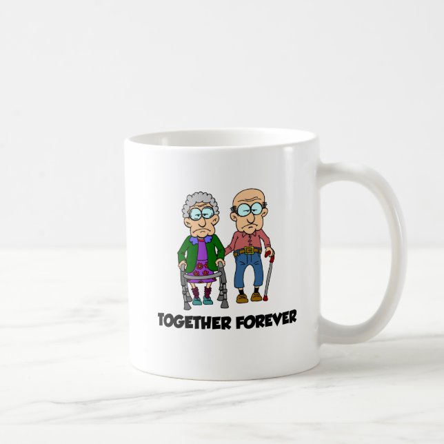Caneca De Café Juntos Para O Antigo Cartoon De Casal Engraçado (Direita)