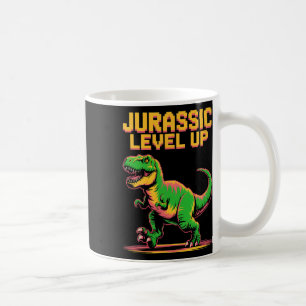 Caneca De Café Juric Level Up Pixel Dinossauro Aniversário Gamer 