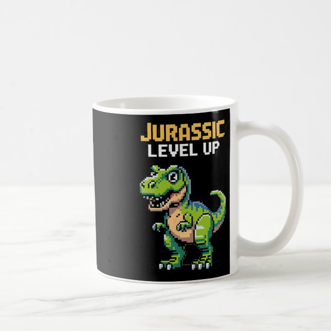 Caneca De Café Juric Level Up Pixel Dinossauro Retro Gamer  (Direita)