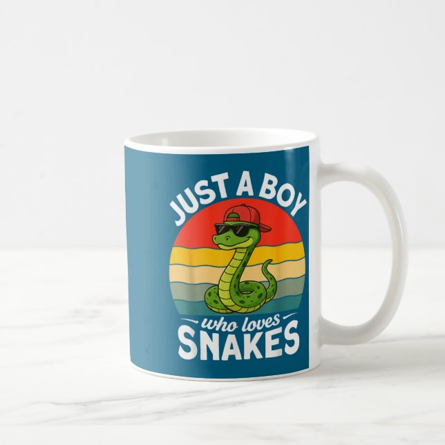 Caneca De Café Just A Boy Who Loves Snakes Funny Snake Reptile Ki (Direita)