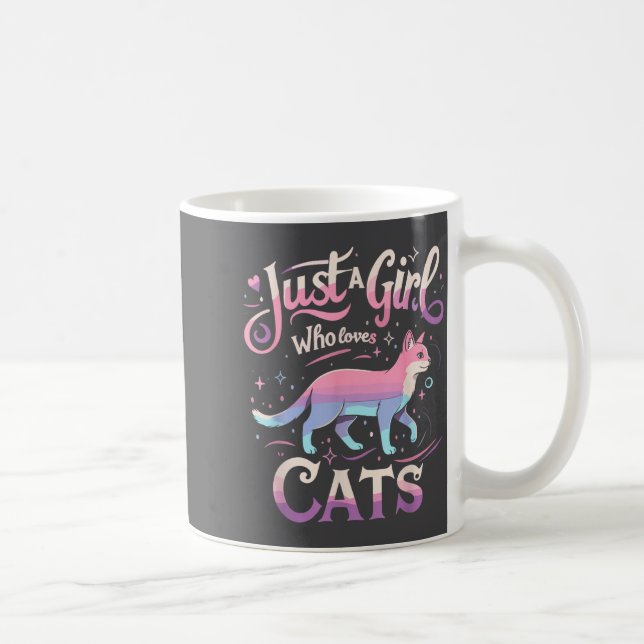 Caneca De Café Just A Girl Who Loves Cats Men Women  (Direita)
