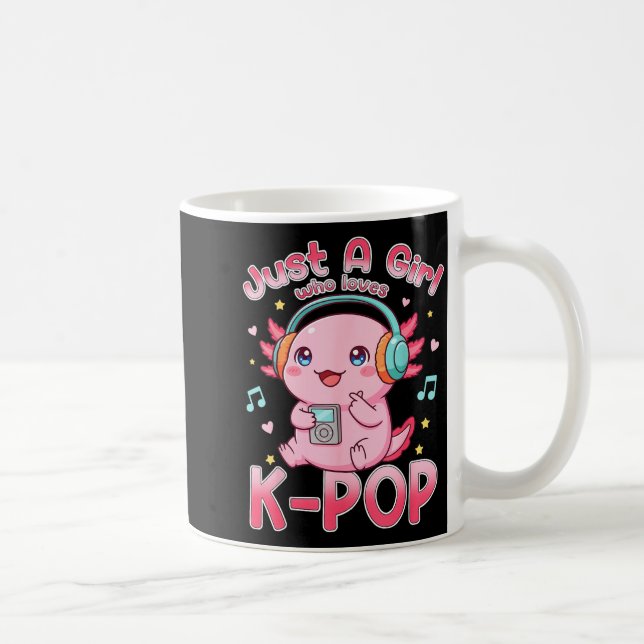 Caneca De Café Just A Girl Who Loves K-p Cute Axolotl Music Lover (Direita)
