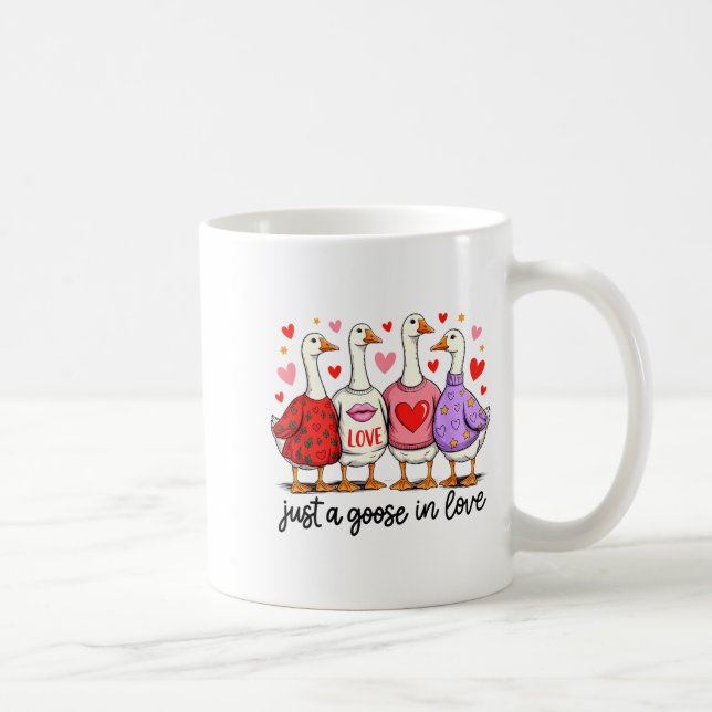 Caneca De Café Just A Goose In Love Cute Valentine Coquette Bow G (Direita)
