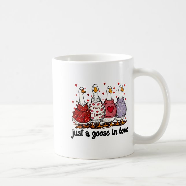 Caneca De Café Just A Goose In Love Valentine Funny Goose Men Wom (Direita)