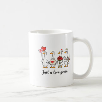 Caneca De Café Just A Love Goose Cute Valentines Geese Heart Cud 