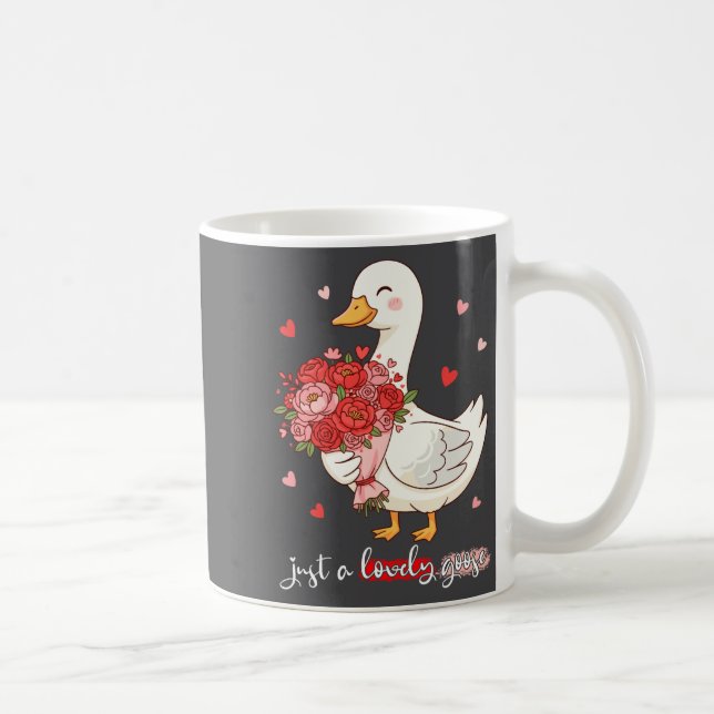 Caneca De Café Just A Lovely Goose Bouquet Roses Floral Valentine (Direita)