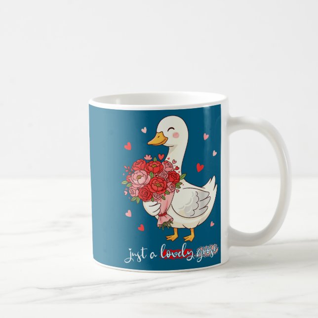 Caneca De Café Just A Lovely Goose Bouquet Roses Floral Valentine (Direita)