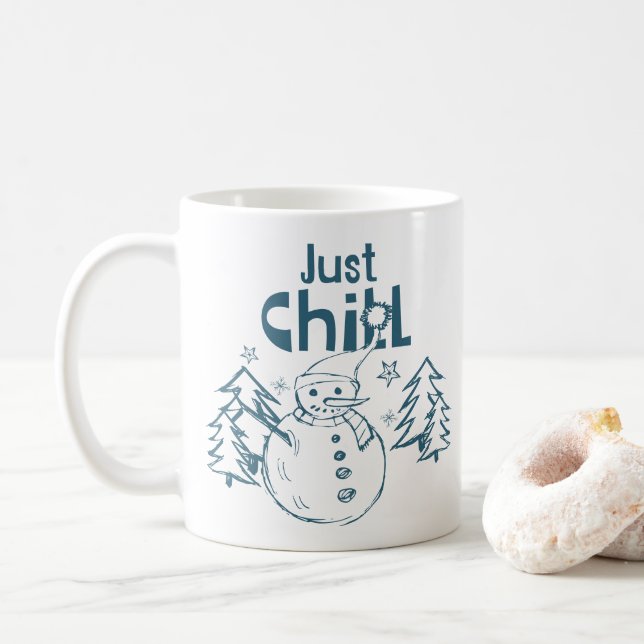 Caneca De Café Just Chill Playful Christmas (Com Donut)
