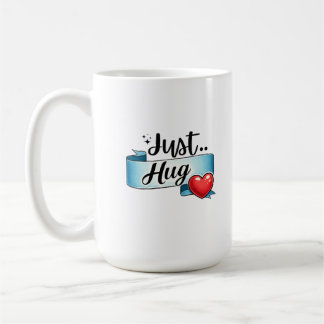 Caneca De Café Just Hug Cute Heart Ribbon
