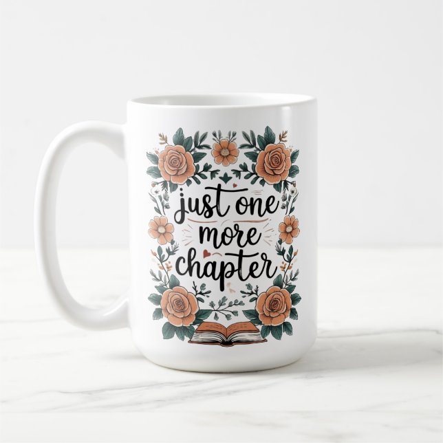 Caneca De Café Just One More Chapter – Floral Book Lover (Esquerda)