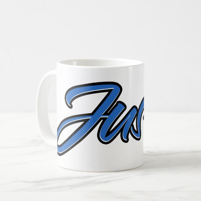 Caneca De Café Justin Vorname Name blue Tasse Kaffeetasse (Frente Esquerda)