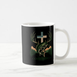 Caneca De Café Juventude caçando fé pescando cruz camo cristão