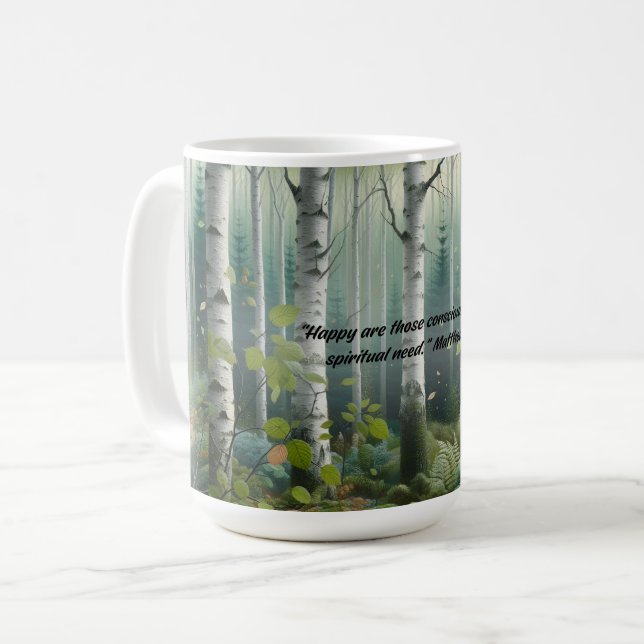 Caneca De Café JW 2026 Year Text Birch Tree Landscape (Frente Esquerda)