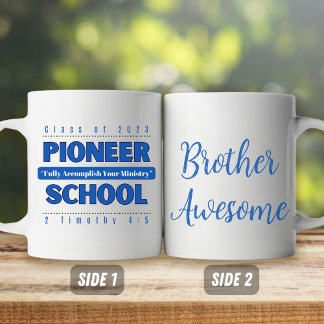 Caneca De Café JW Personalizable Pioneer School 2023 e 2 Tim 4:5