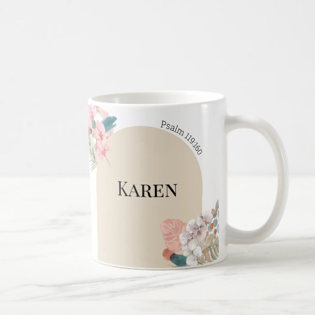 Caneca De Café JW Texto personalizado de 2023 anos Psalm 119:160  (Direita)