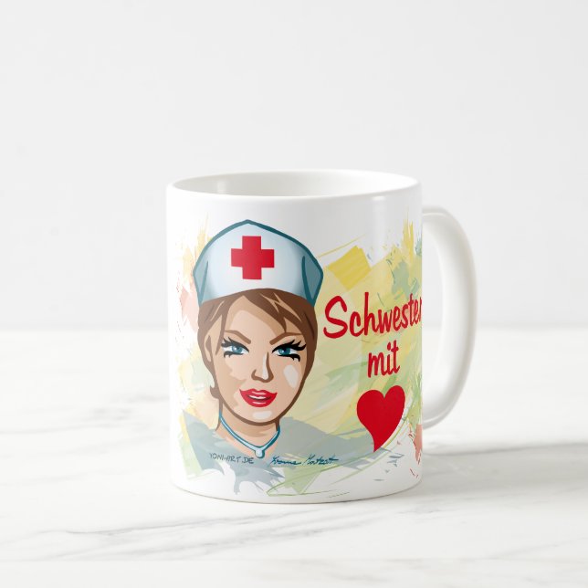 Caneca De Café Kaffeetasse - Schwester mit Herz (Frente Esquerda)