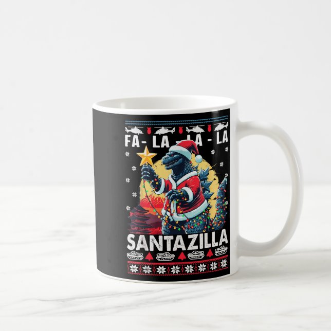 Caneca De Café Kaiju Christmas Santazilla Japanese Monster Dinosa (Direita)