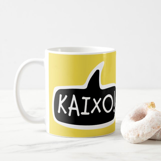Caneca De Café KAIXO! Bolha de Discurso Basco Country Hello (Com Donut)