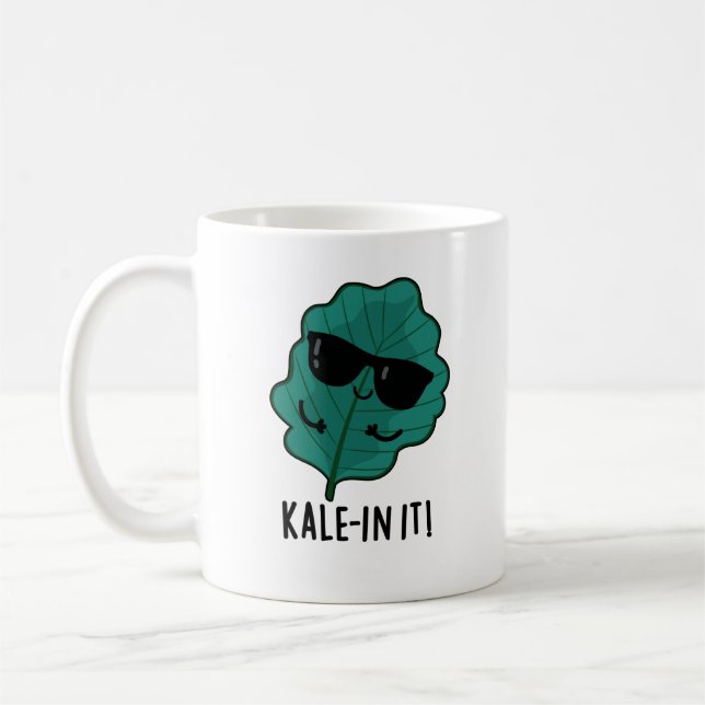 Caneca De Café Kale in It Engraçado Veggie Kale Pun (Esquerda)