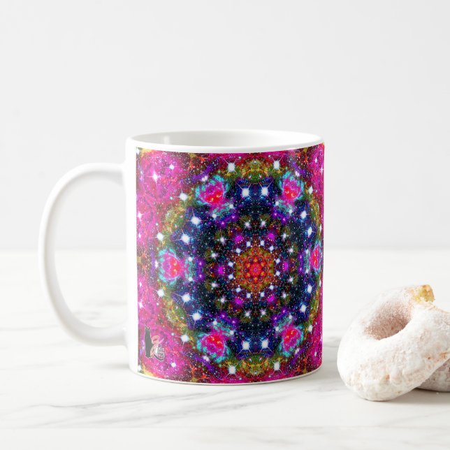 Caneca De Café Kaleid Estelar Atmosférico (Com Donut)