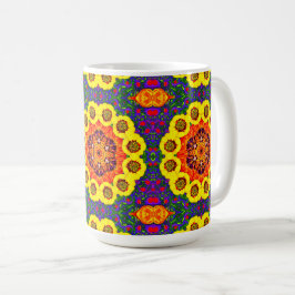 Caneca De Café Kaléidoscope de fleurs dorées