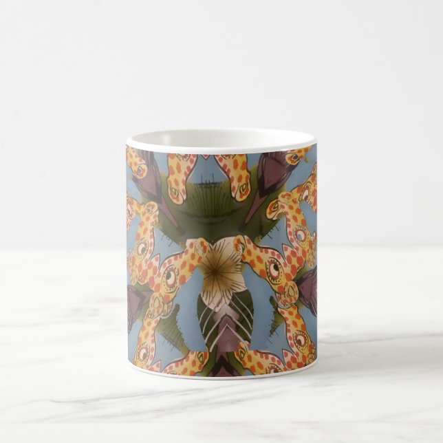 Caneca De Café Kaleidoscope Girafa Mandala: Arte Safari Abstrato (Centro)
