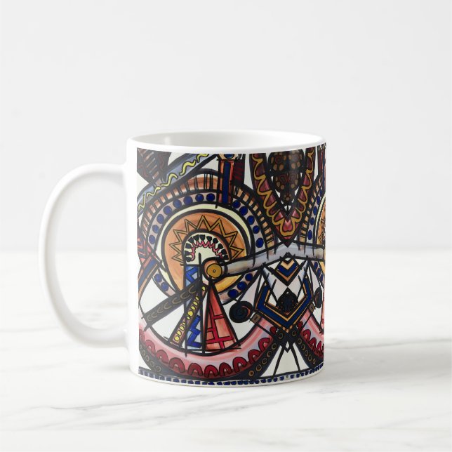 Caneca De Café Kaleidoscope-Hand Painted Modern Geometric  (Esquerda)