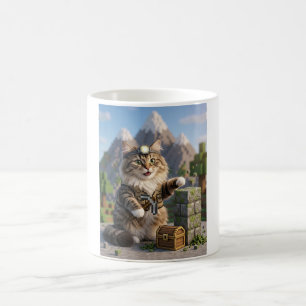 Caneca De Café KAM KAM O Explorador Voxel Arte de Gato Gamer Real