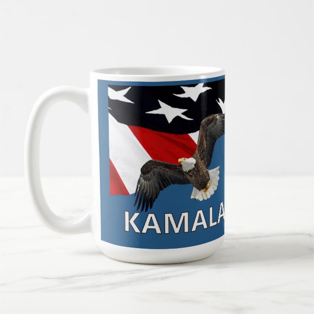 Caneca De Café Kamala com Águia e Bandeira (Esquerda)