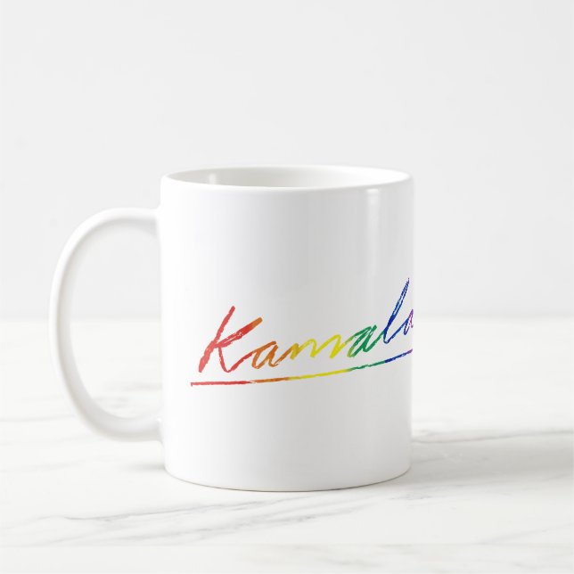 Caneca De Café Kamala Cursive Signature Pride Rainbow (Esquerda)