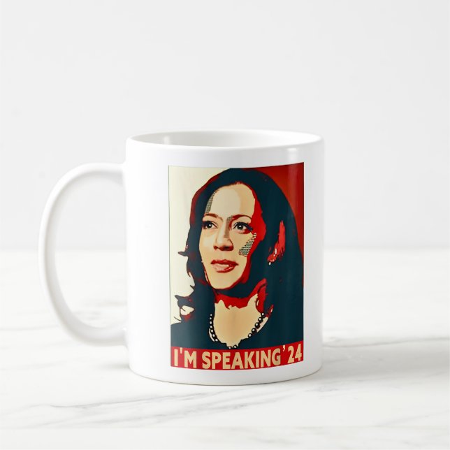 Caneca De Café Kamala Harris 2024 Engraçado Estou falando '24 (Esquerda)