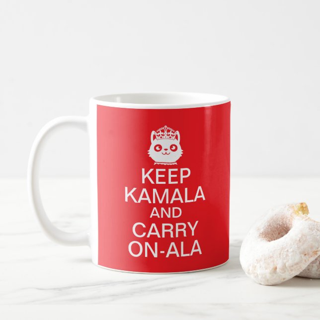 Caneca De Café Kamala Harris 2024 Presidente Mantém Calmo Carrega (Com Donut)