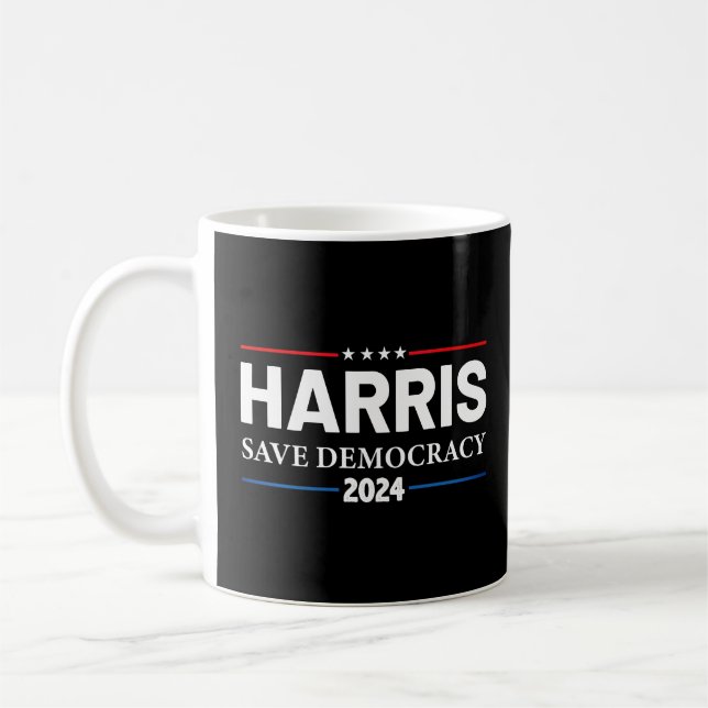 Caneca De Café Kamala Harris 2024 Save Democracy (Esquerda)