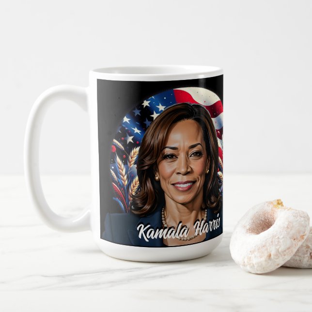 Caneca De Café Kamala Harris 2024 Stars and Stripes (Com Donut)
