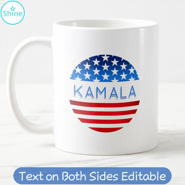 Caneca De Café Kamala Harris Eleição EUA Sinalizador Texto Person (Criador carregado)