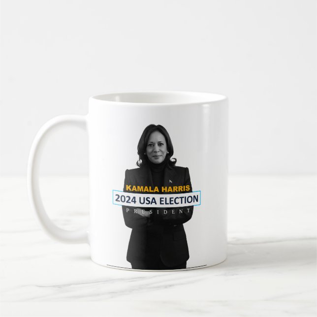 Caneca De Café Kamala Harris EUA 2024 Presidente Eleitoral (Esquerda)