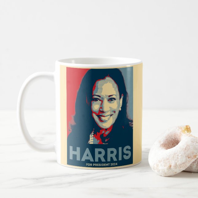Caneca De Café Kamala Harris Para O Presidente 2024 - Esperança (Com Donut)